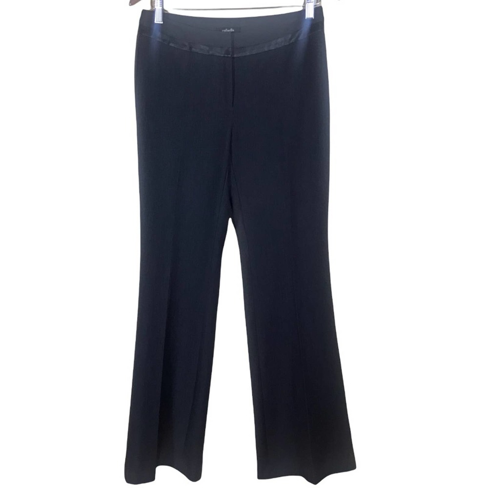 Rafaella Pants Womens 2 Dark Gray Wide Leg Faux Trim Career Trousers